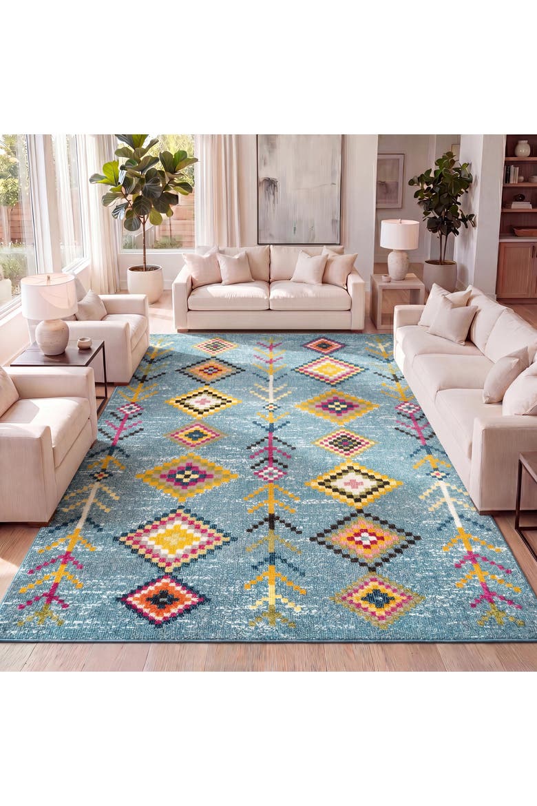 Love Geometric Area Rug, Alternate, color, Light Blue/Multi