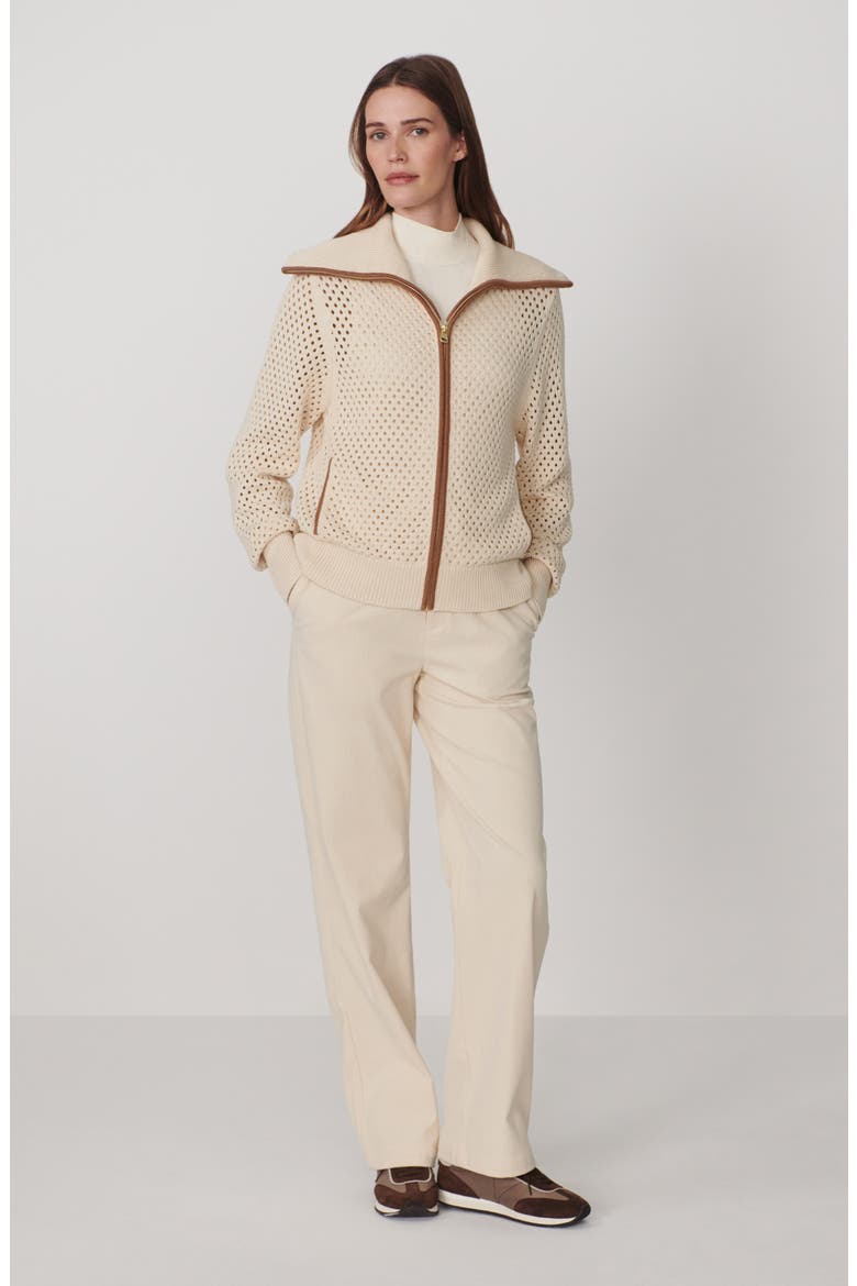 Paula Zip Front Knit Hoodie, Alternate, color, BIRCH