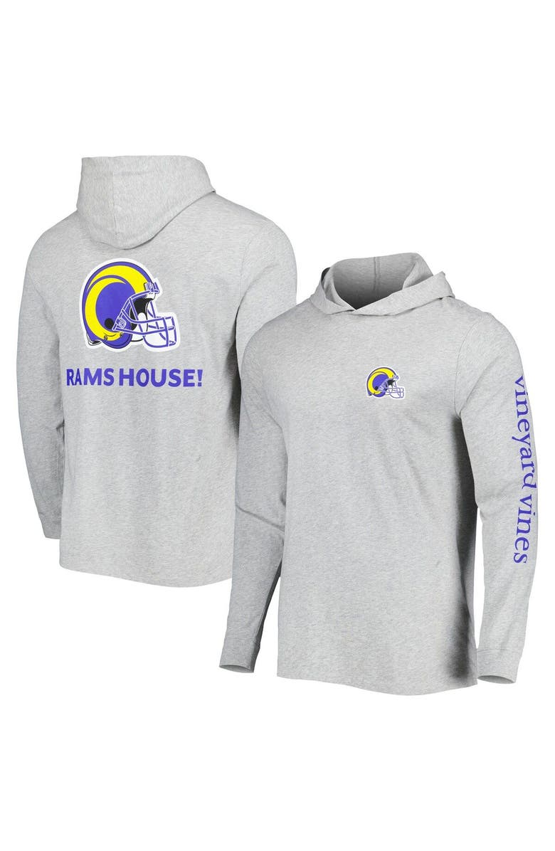 vineyard vines Men's Vineyard Vines Heathered Gray Los Angeles Rams Local Long Sleeve Hoodie T-Shirt, Main, color, Heather Gray