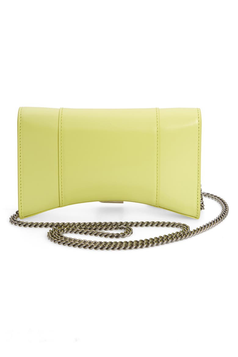 Hourglass Leather Wallet on a Chain, Alternate, color, LIME