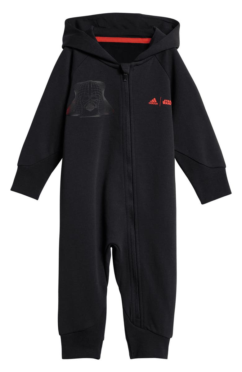 adidas x Disney Z.N.E. 'Star Wars' Hooded Zip Romper, Main, color,