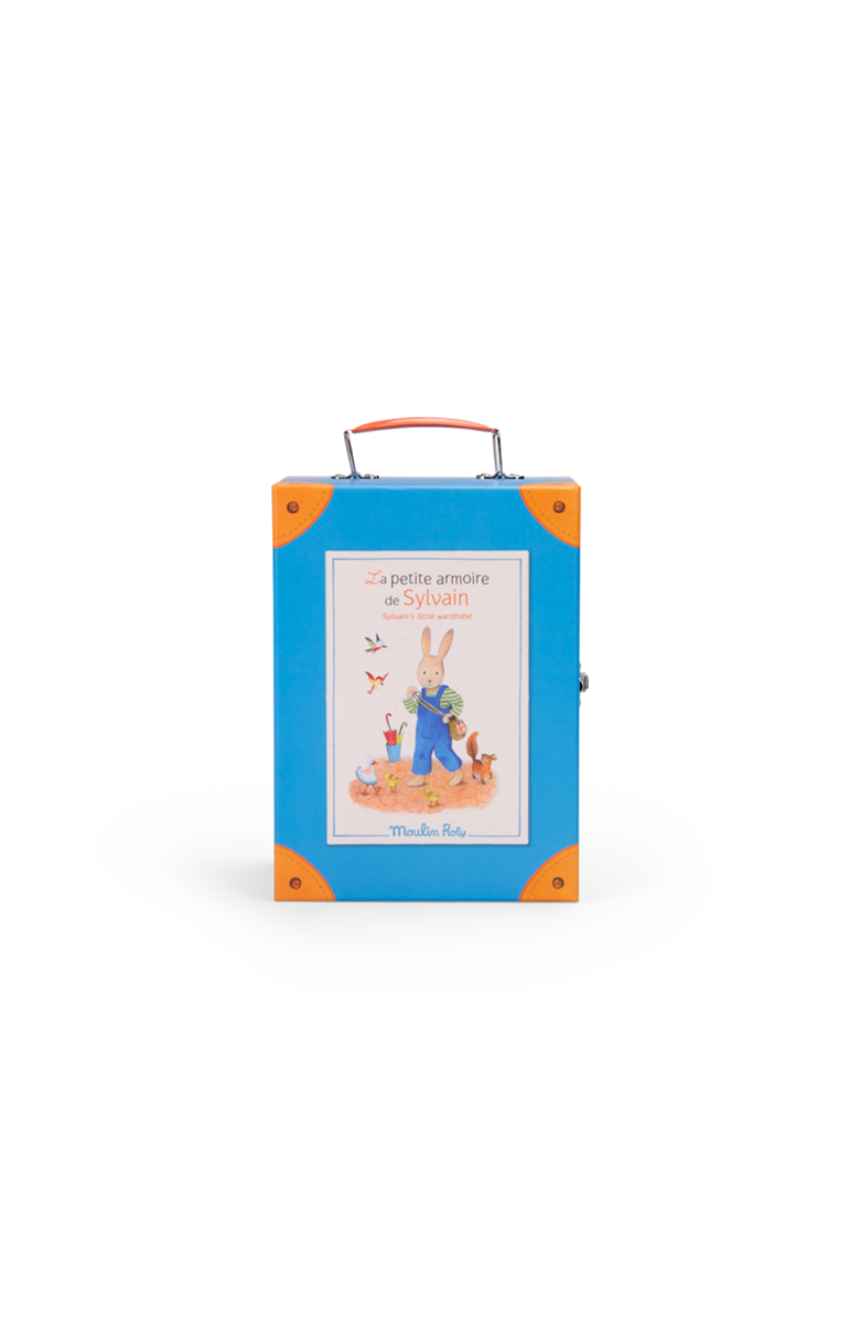 Moulin Roty Sylvain Little Wardrobe Suitcase, The Big Family, Alternate, color, Blue