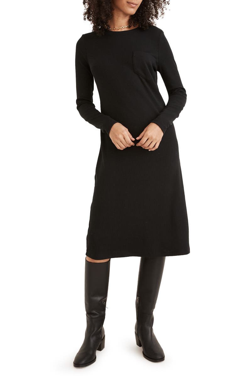 Madewell Long Sleeve Pocket Tee Dress, Main, color, 
