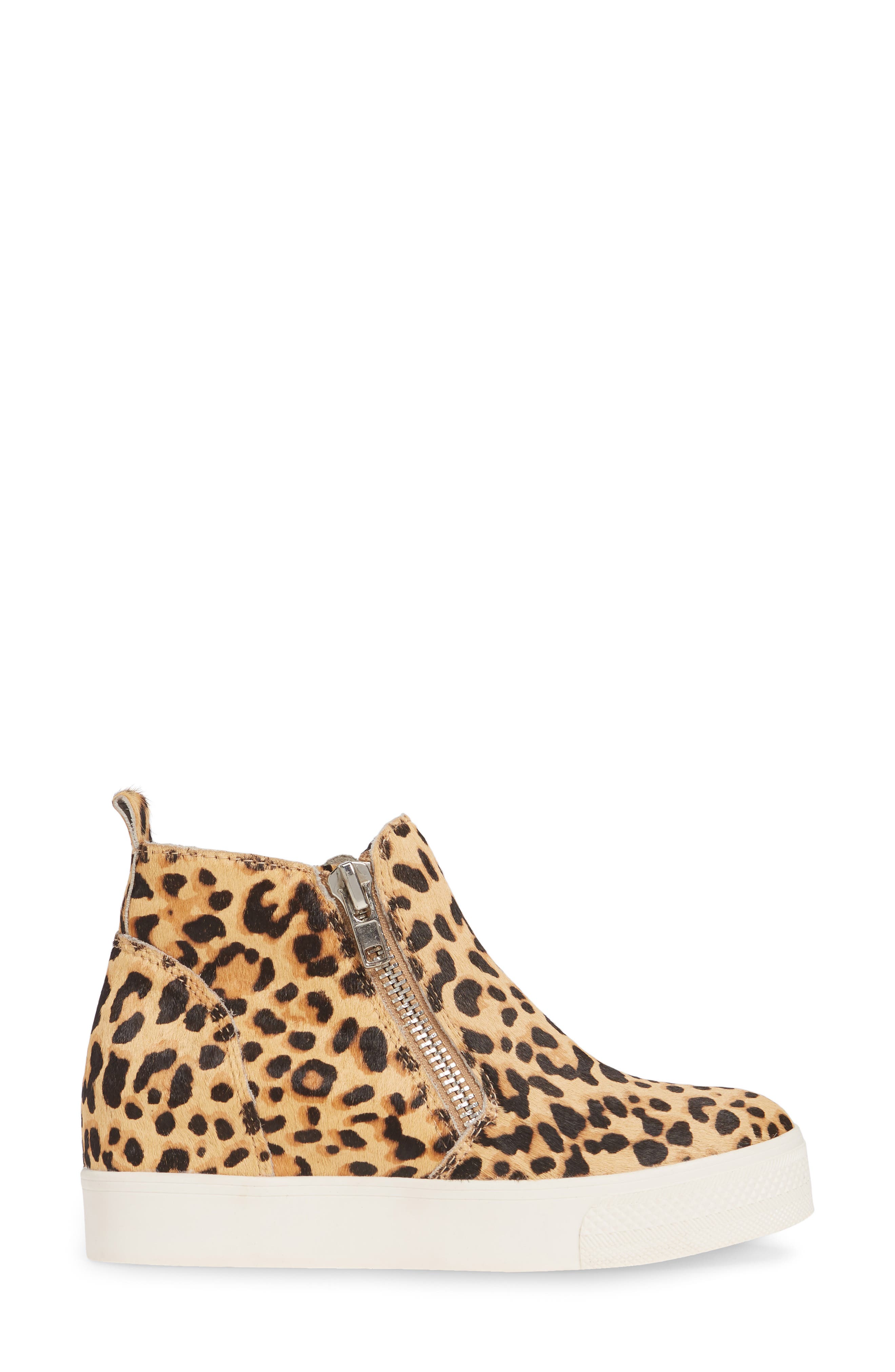 Wedgie High Top Genuine Calf Hair Platform Sneaker, Alternate, color, LEOPARD PRINT CALF HAIR