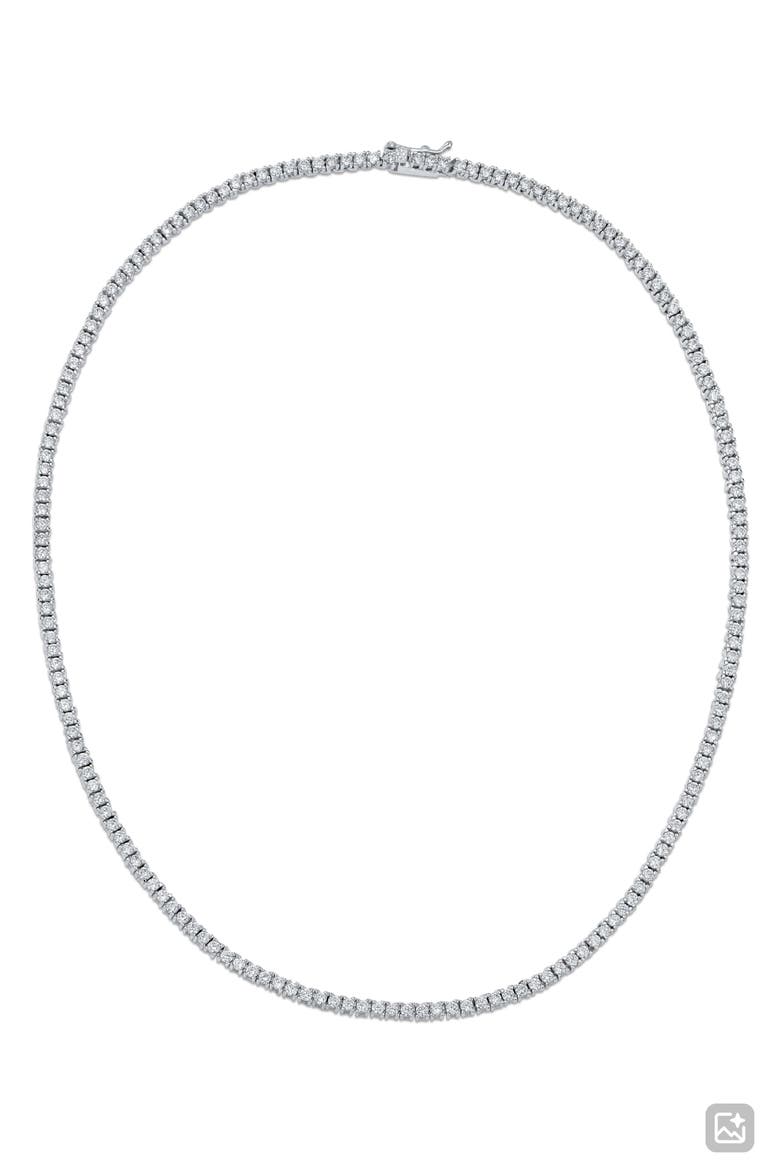 Cubic Zirconia Tennis Necklace, Main, color, RHODIUM PLATED