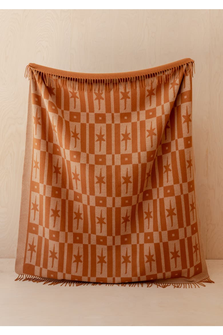 Lambswool Jaquard Throw Blanket, Alternate, color, Almond Celestial Tile