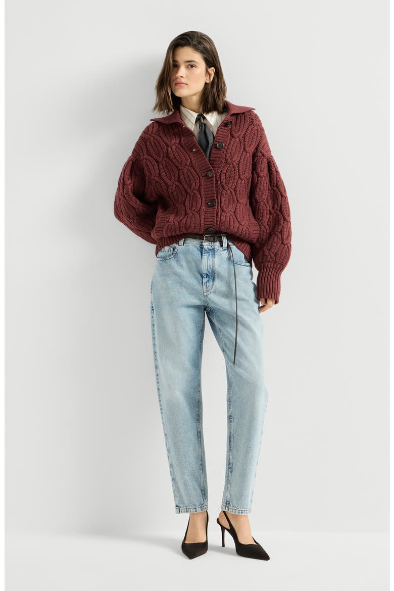 Authentic denim baggy tapered trousers, Alternate, color, Light Denim