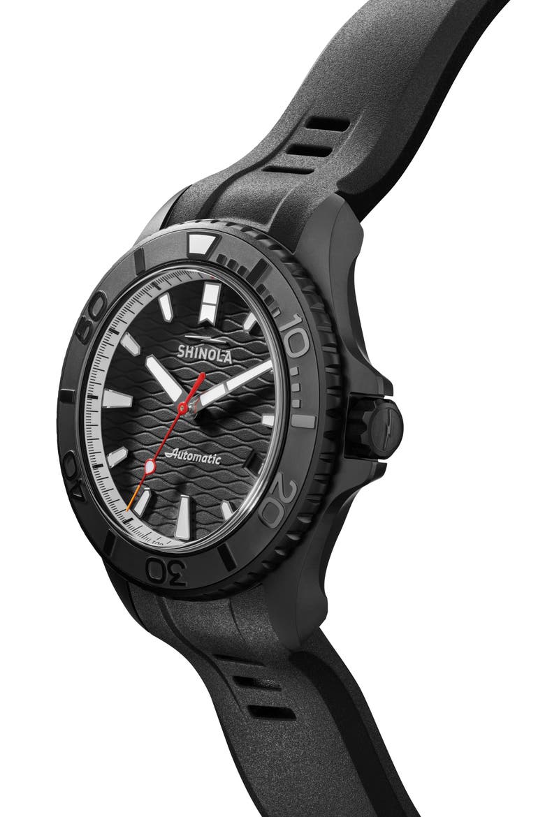 Ceramic Monster Rubber Strap Watch, 43mm, Alternate, color, BLACK