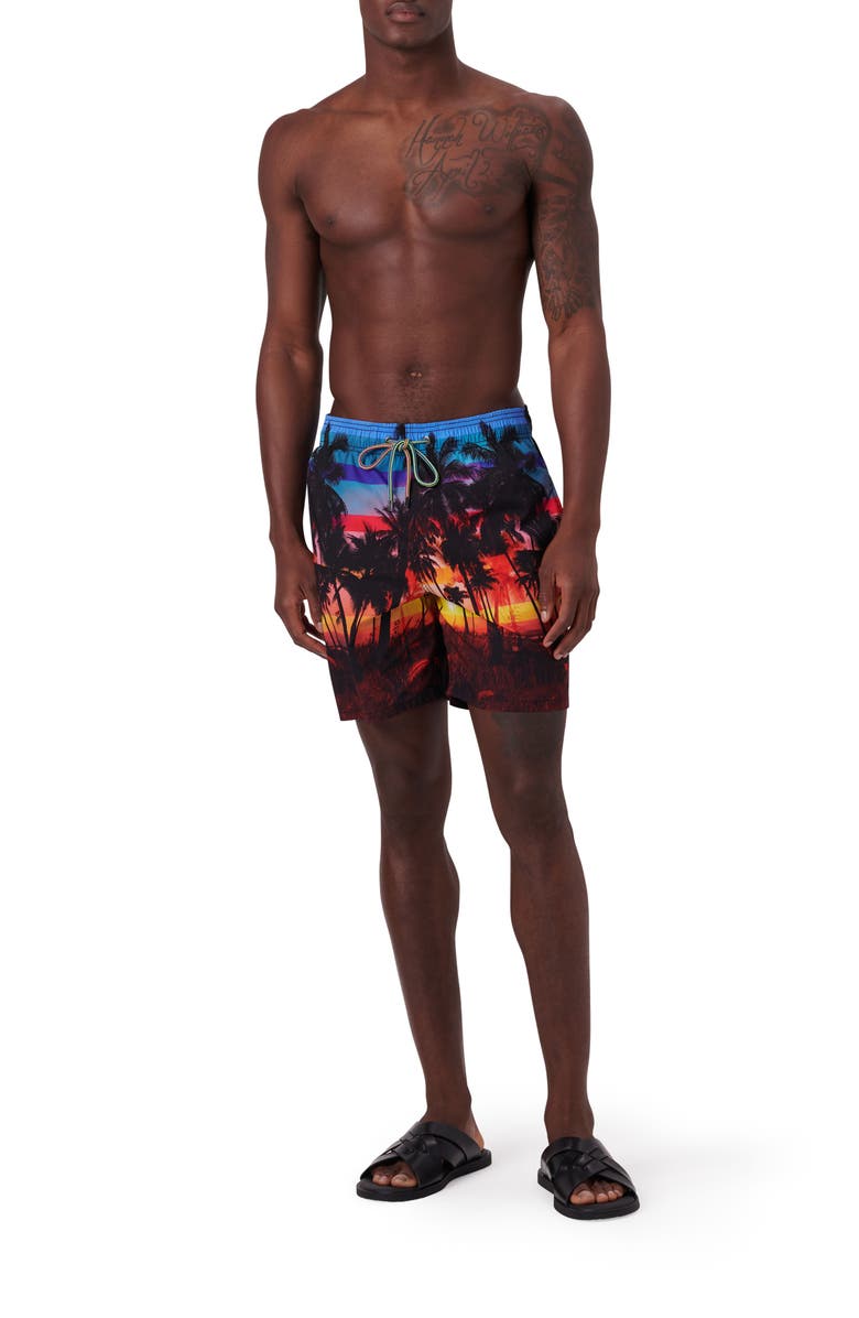 Bugatchi Cosmo Swim Trunks, Alternate, color, Tangerine