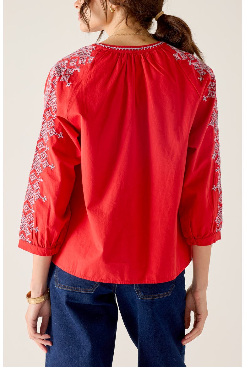 Pego Embroidered Top, Alternate, color, Cinnabar/Blue