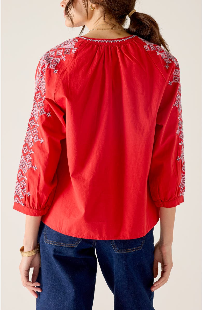 Voyageur by MERSEA Pego Embroidered Top, Alternate, color, Cinnabar/Blue