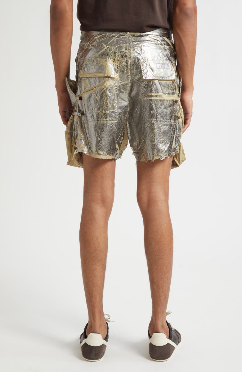 Rick Owens DRKSHDW Stefan Metallic Cargo Shorts, Alternate, color, Palladium