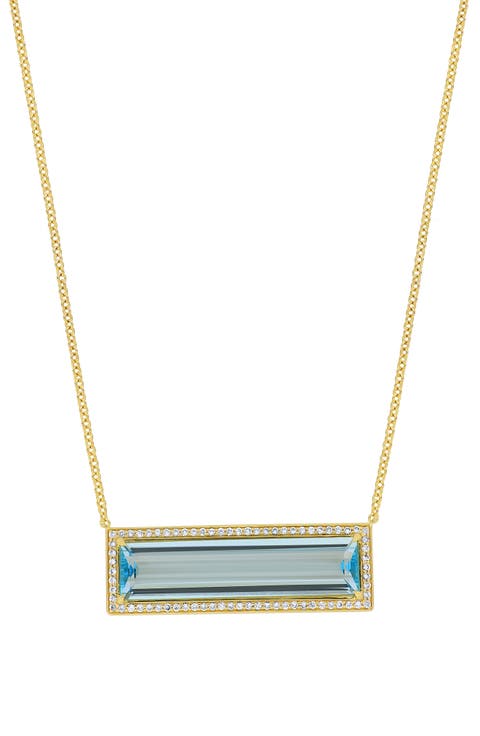 Gemstone & Diamond Bar Pendant Necklace (Nordstrom Exclusive)