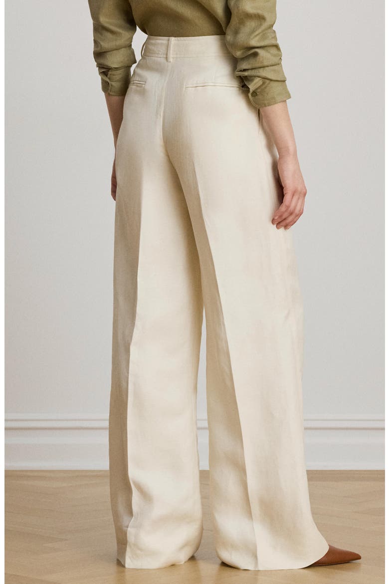 High Waist Wide Leg Linen Blend Pants, Alternate, color, WINTER CREAM