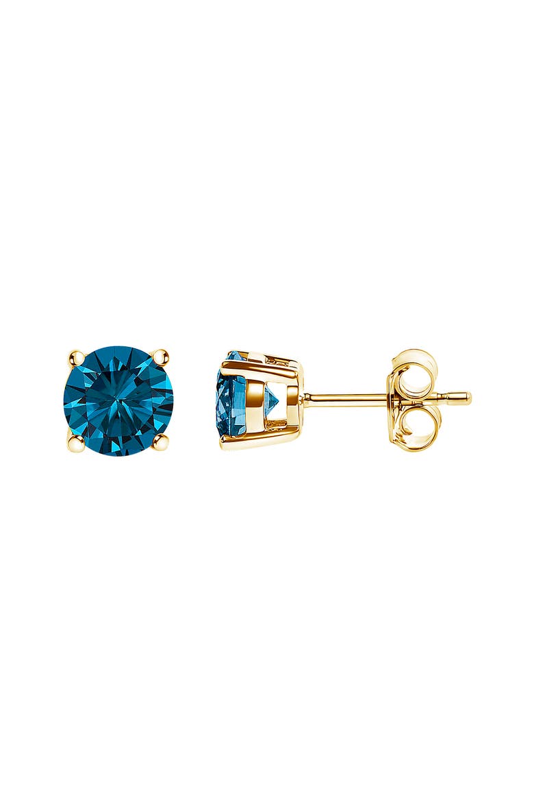 14K Gold 1/2 Cttw Lab Grown Blue Diamond Solitaire Stud Earrings, Alternate, color, Yellow