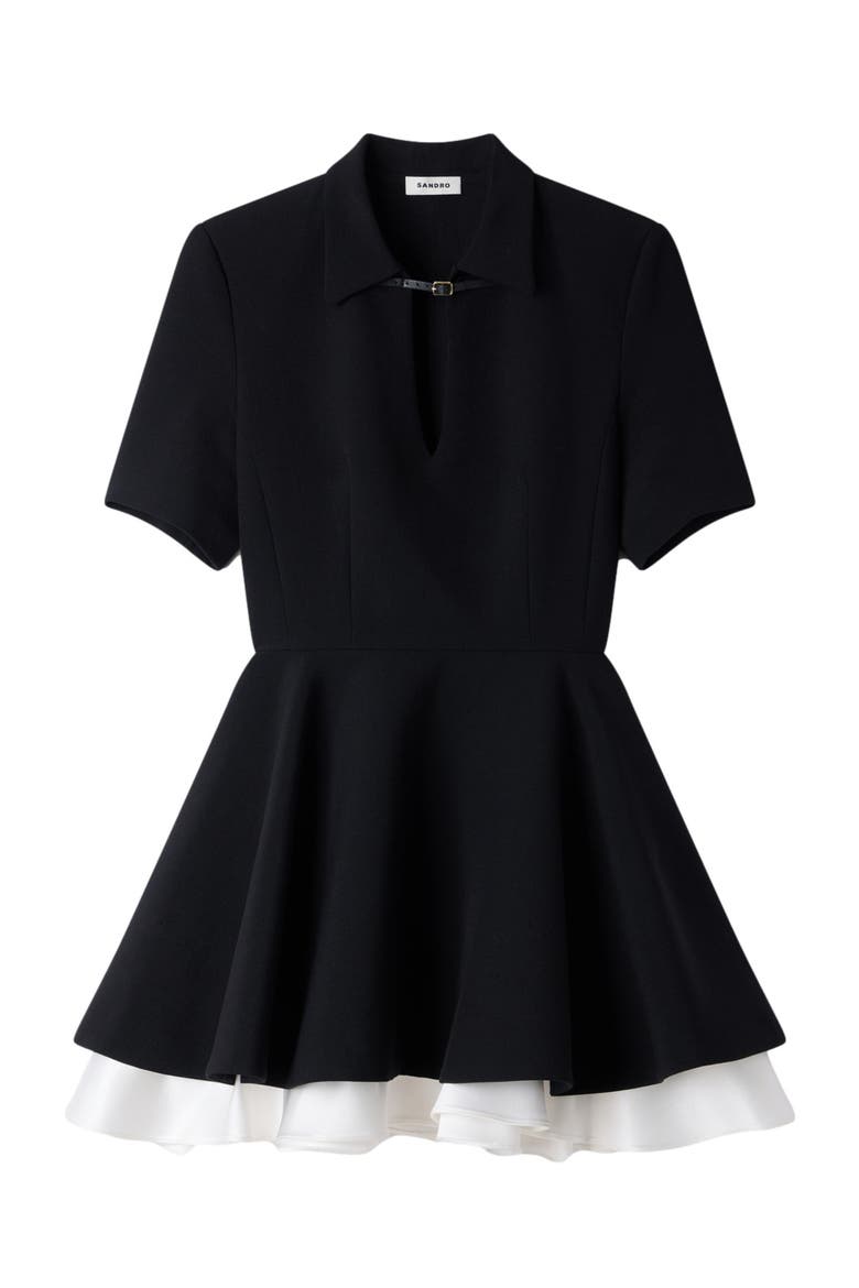 Short contrast skater dress, Alternate, color, Black