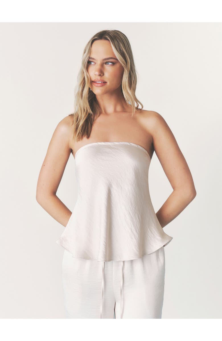 Six Stories Bandeau Satin Flippy Top, Main, color, Oyster