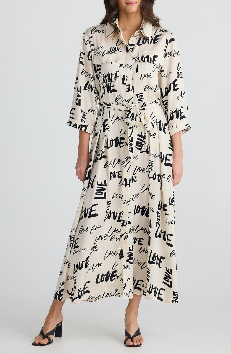 Brave+True Rossellini Love Print Shirtdress, Main, color,