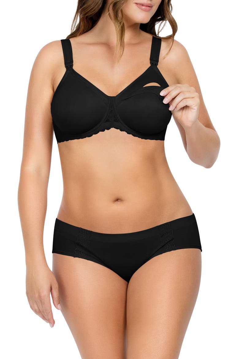 Leila Underwire Semless Cup Nursing Bra, Alternate, color, BLACK