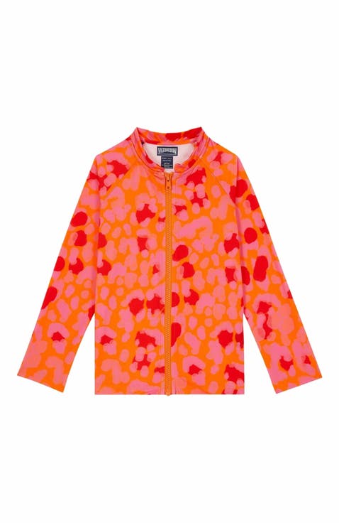 Kids' New Leopard Zipper Rashguard