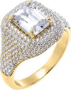 BY ADINA EDEN CZ Emerald-Cut Pavé Dome Pinky Ring