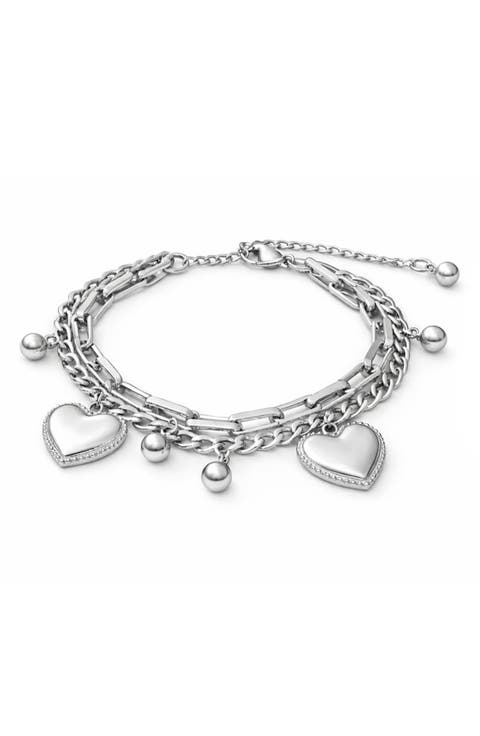 Heart Charm Layered Bracelet