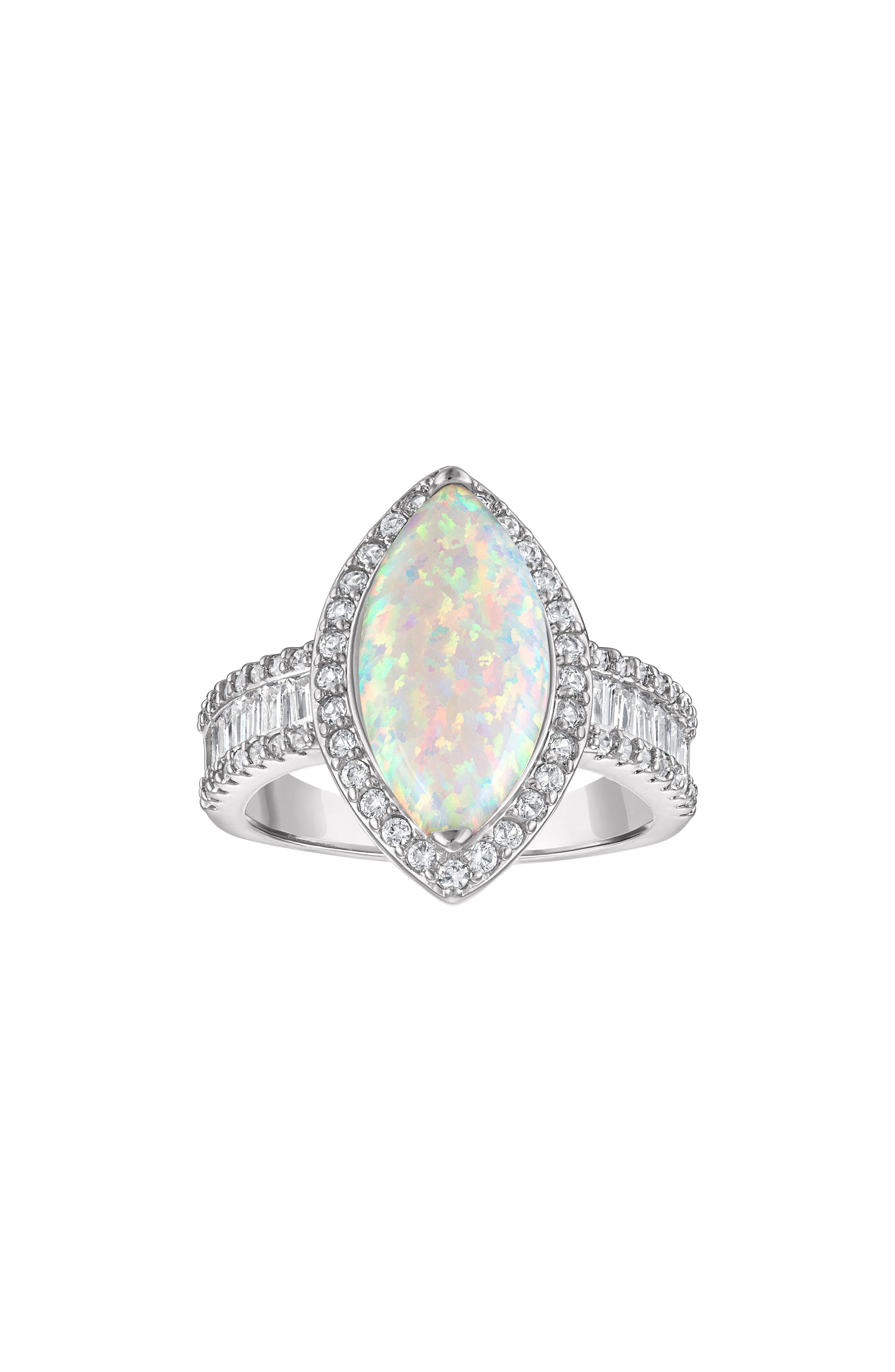 Marquise Lab Created Opal Halo Ring