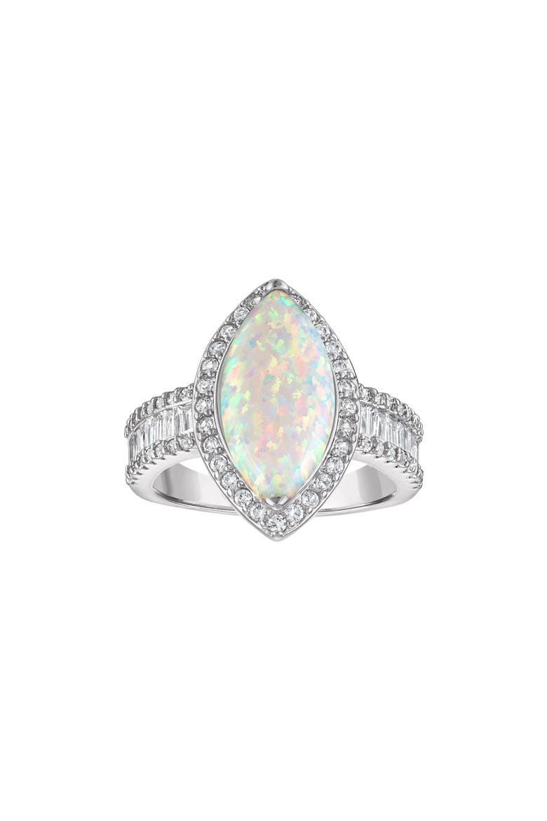 Marquise Lab Created Opal Halo Ring, Main, color, WHITE