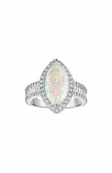 Marquise Lab Created Opal Halo Ring