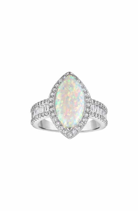 Marquise Lab Created Opal Halo Ring