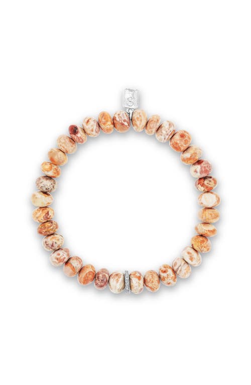 Sheryl Lowe Mexican Fire Opal 8mm Bead Bracelet With Diamond Rondelle
