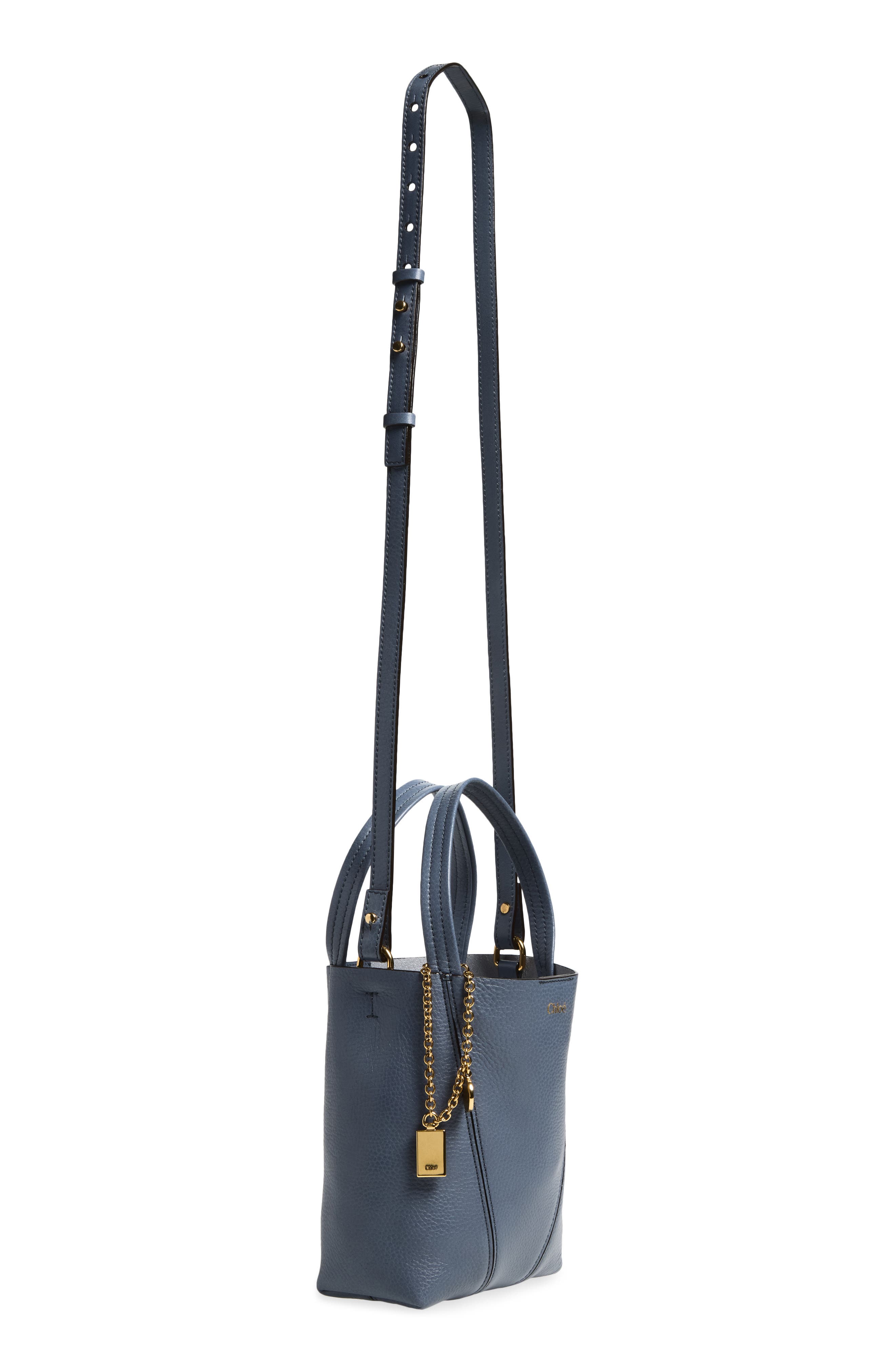 Small Spin Leather Crossbody Tote, Alternate, color, ASHES BLUE