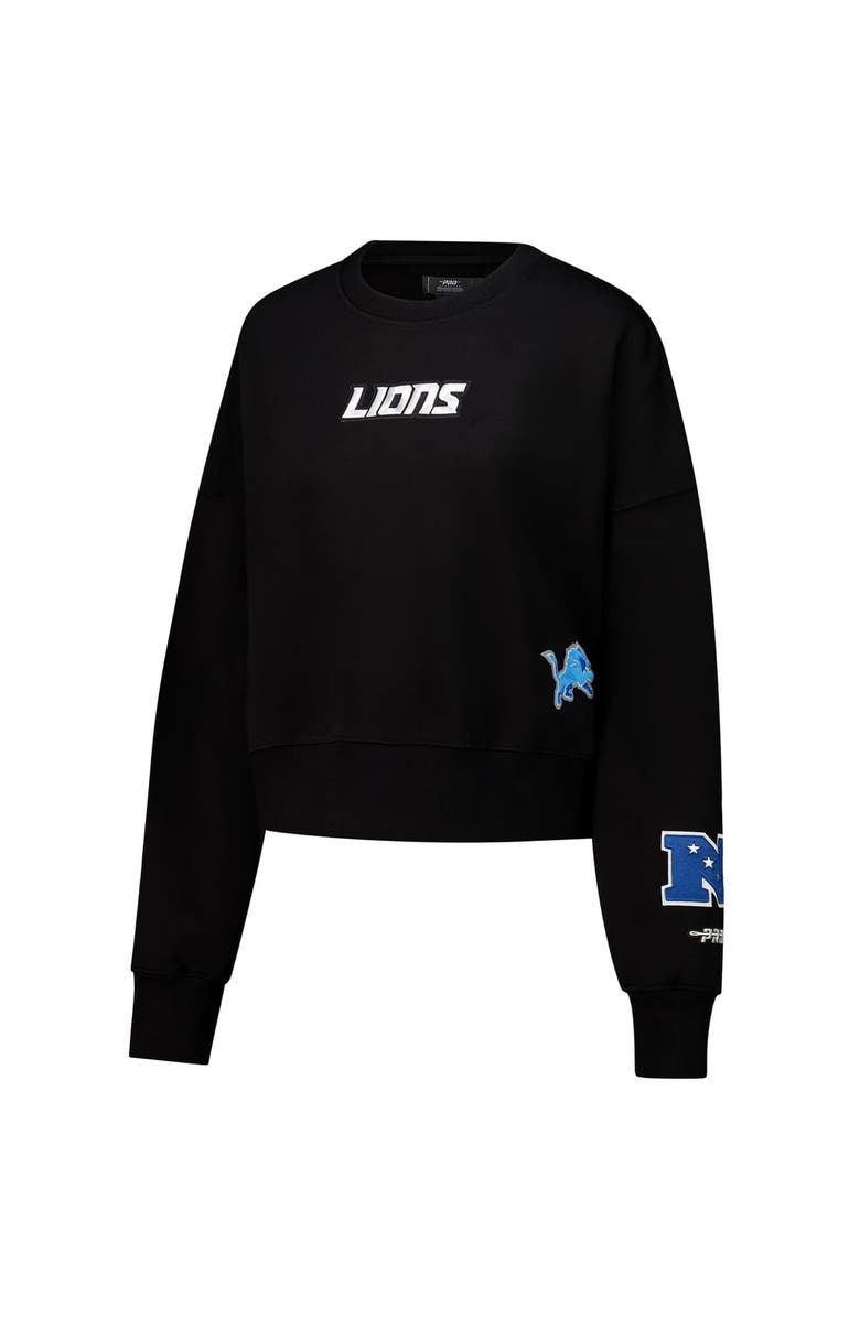 PRO STANDARD Women's Pro Standard  Black Detroit Lions Wingspan Boxy Cropped Pullover Sweatshirt, Alternate, color, 