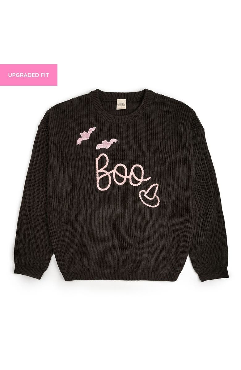 Sweet Wink Boo Bat Halloween Knit Women's Sweater, Main, color, 