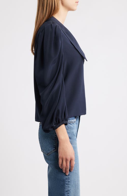 Frame The Long Sleeve Silk Sailor Blouse Navy In Blue