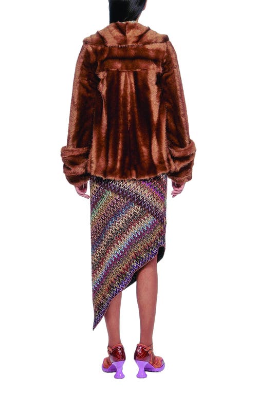 Anna Sui Faux Mink Swing Coat In Brown