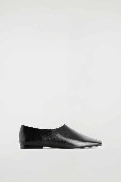 Square-Toe Leather Flats