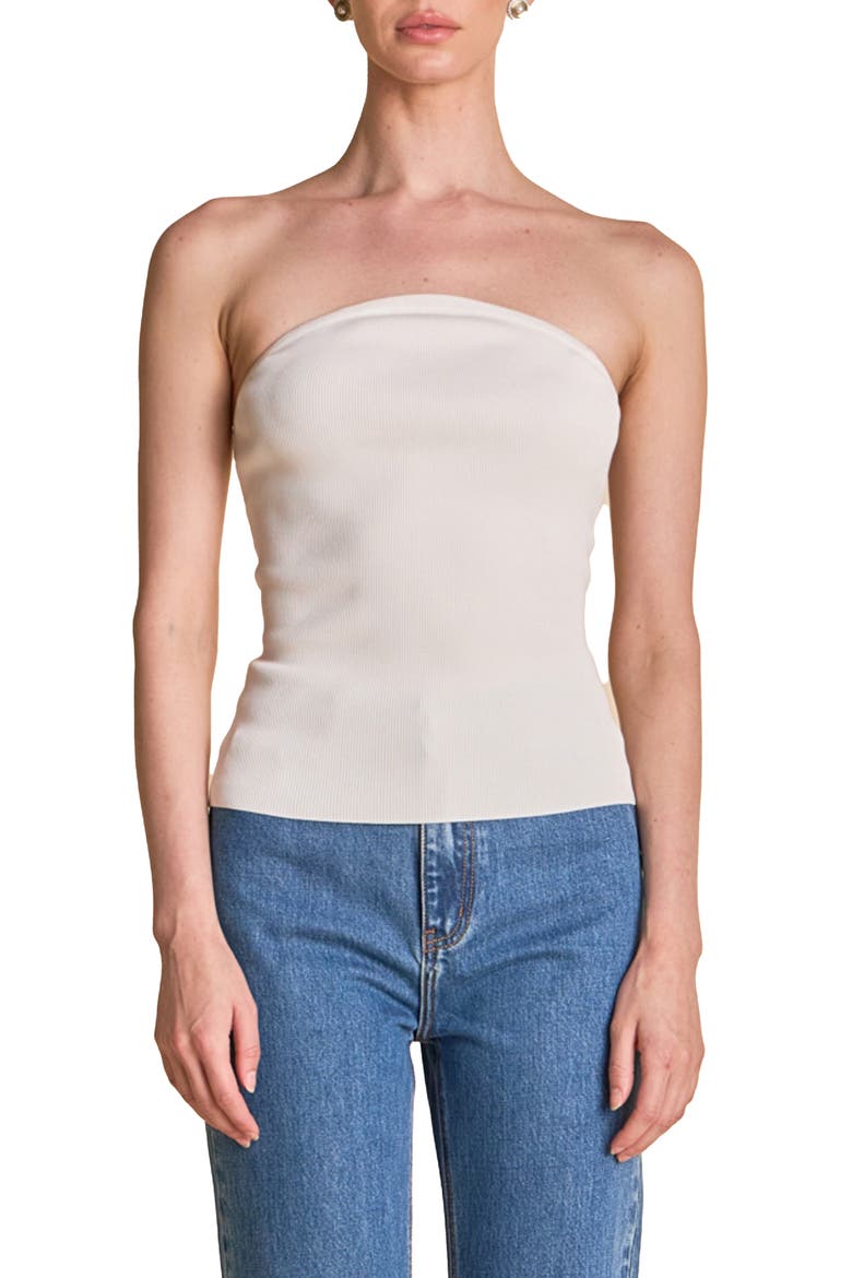 Strapless Knit Top, Main, color, WHITE