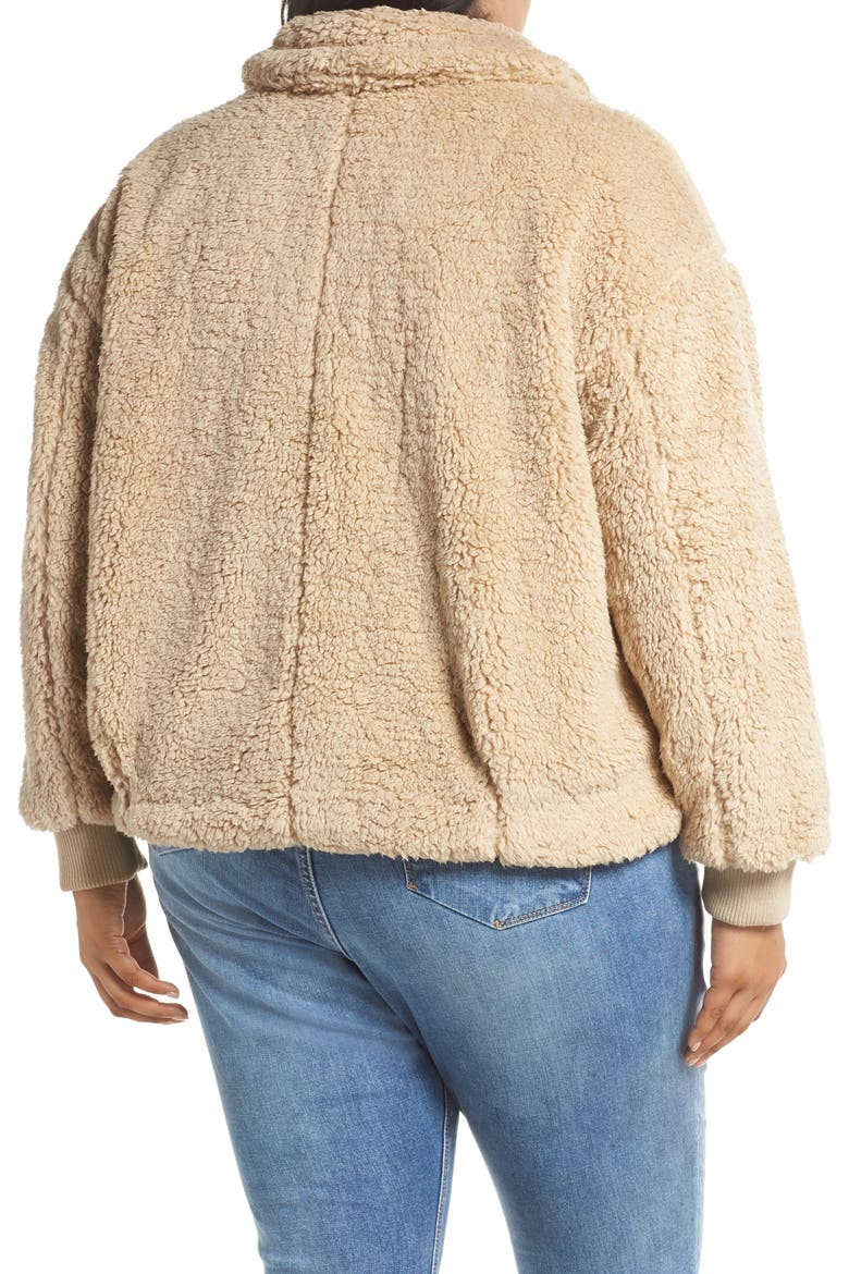 Reversible Teddy Fleece Bomber Jacket, Alternate, color, TAN BURRO