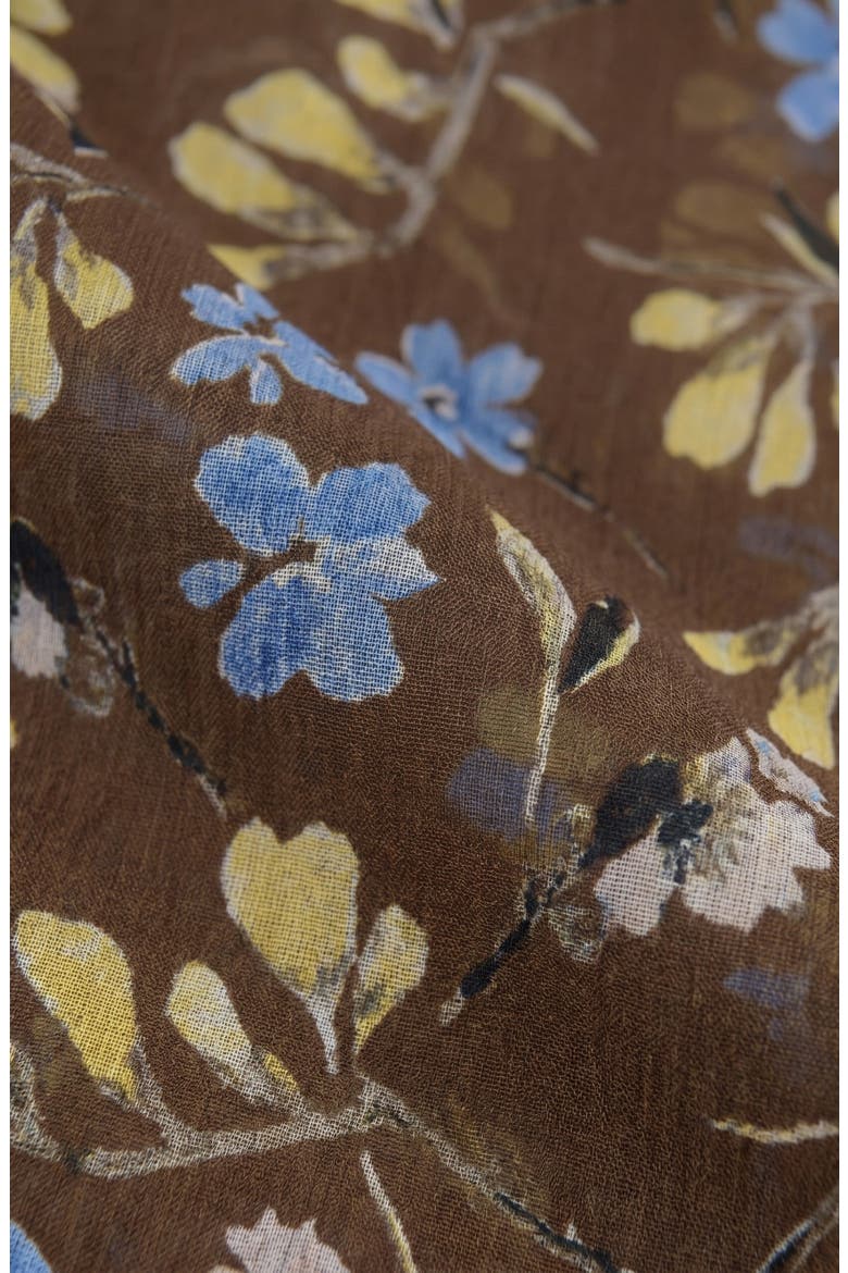 Asymmetric Floral Midi Skirt, Alternate, color, Brown Floral