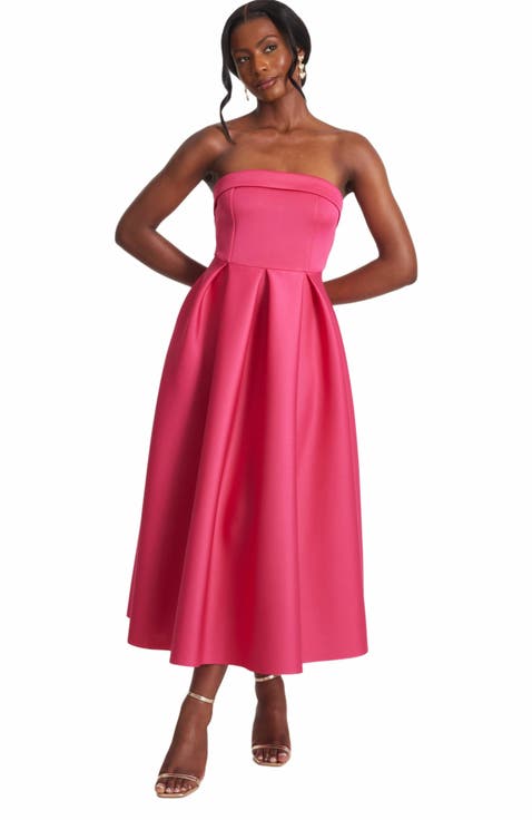 Women's Scuba Foam Bandeau Skater Dress