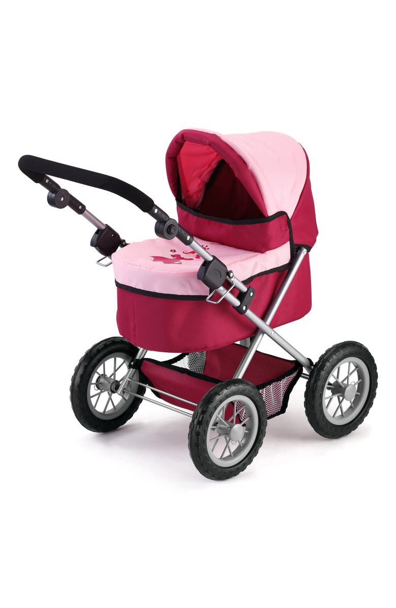 Bayer Design Trendy Pram Stroller For Toy Baby Dolls, Alternate, color, Red