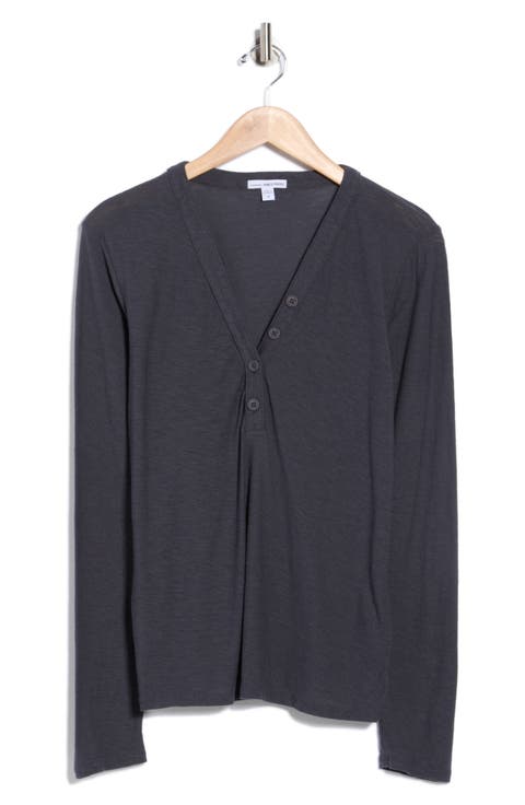 Long Sleeve Slub Jersey Henley