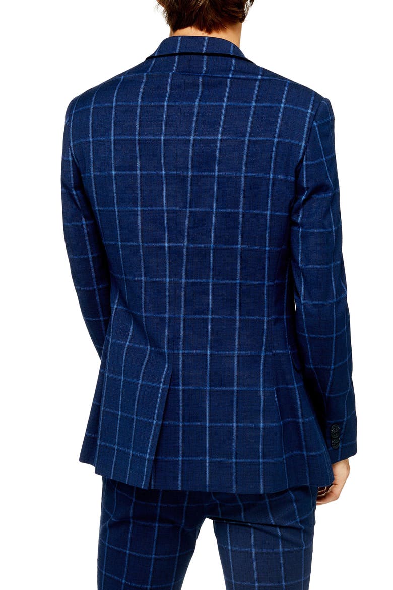 Page Windowpane Check Super Skinny Suit Jacket, Alternate, color, BLUE