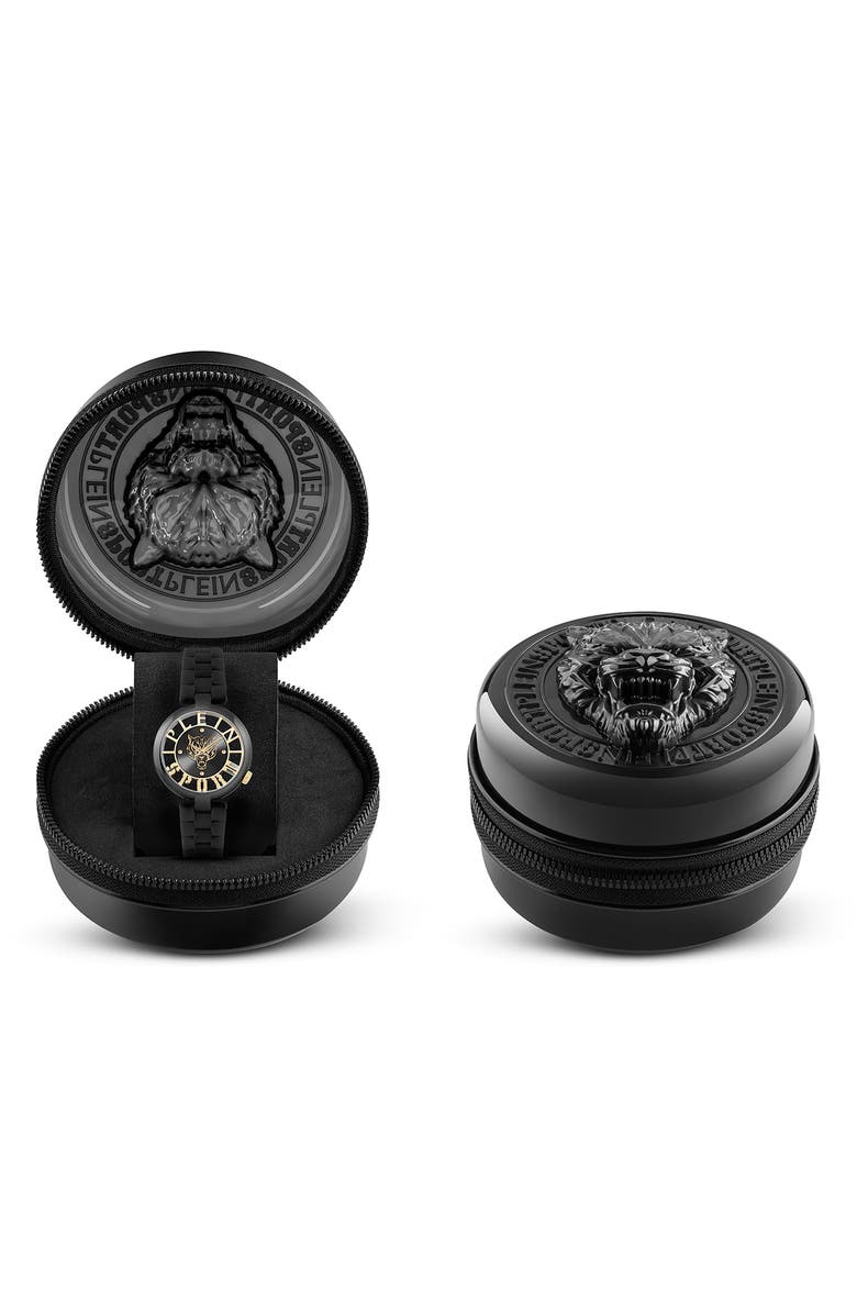 PLEIN SPORT Tiger Luxe Silicone Strap Watch, 36mm, Alternate, color, Ip Black