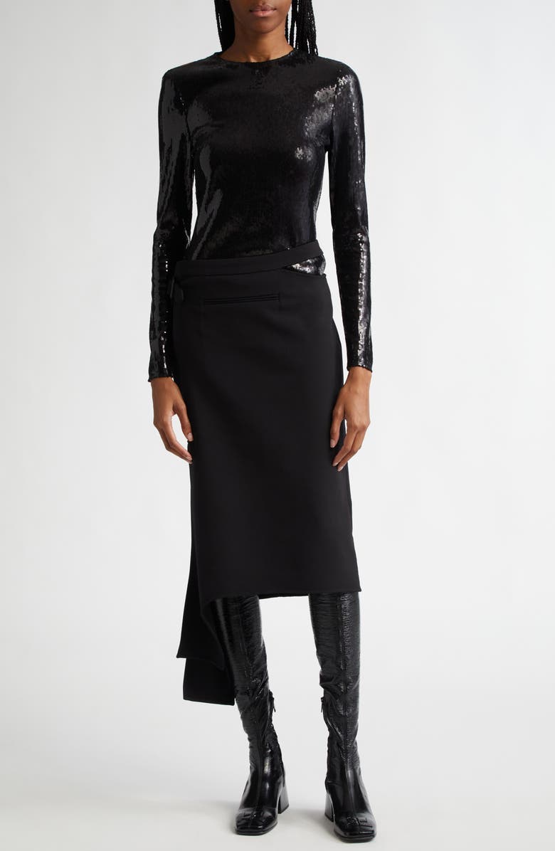 Courrèges Buckle Sequin Top, Alternate, color, Black