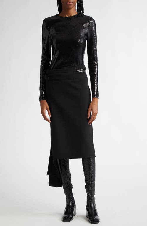 Courrèges Buckle Sequin Top In Black