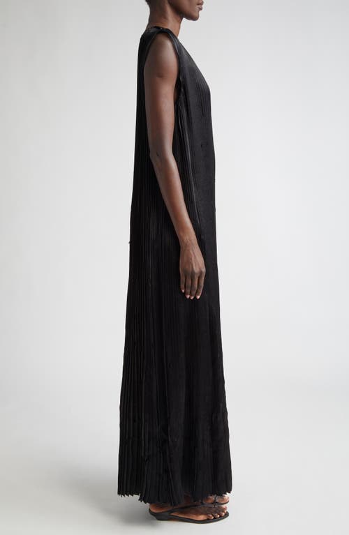 Jason Wu Collection Pleated Satin Laser-cut Trapeze Dress In Black