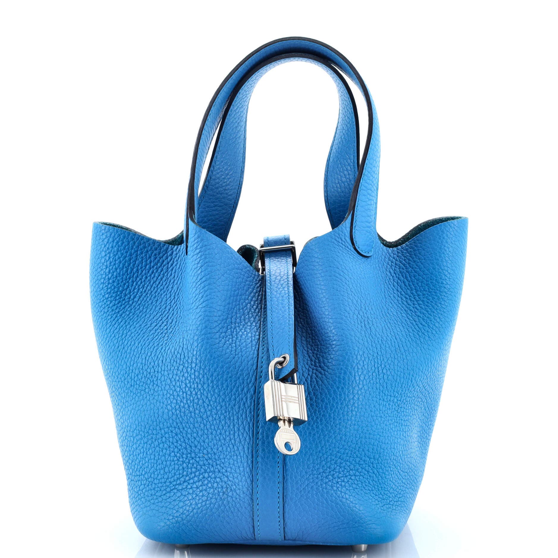 Pre-Owned Hermes Picotin Lock Bag Clemence PM, Main, color, Bleu Zanzibar