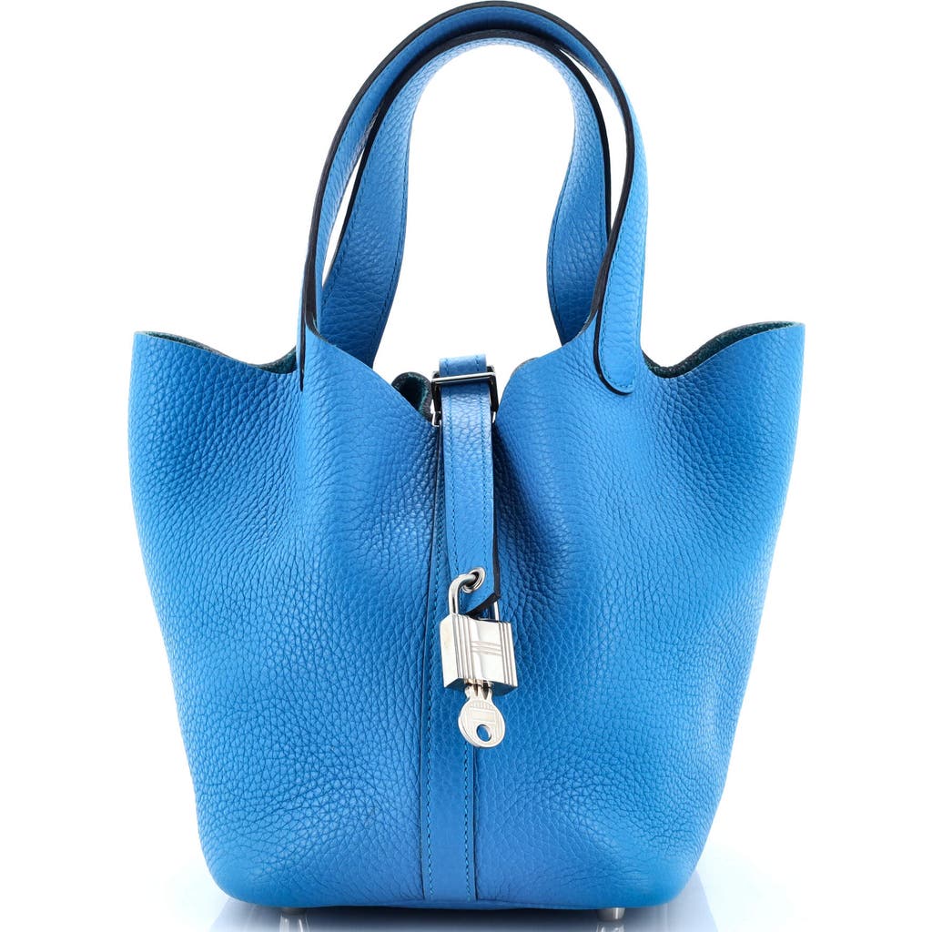 Pre-owned Hermes Hermes Picotin Lock Bag Clemence Pm In Blue